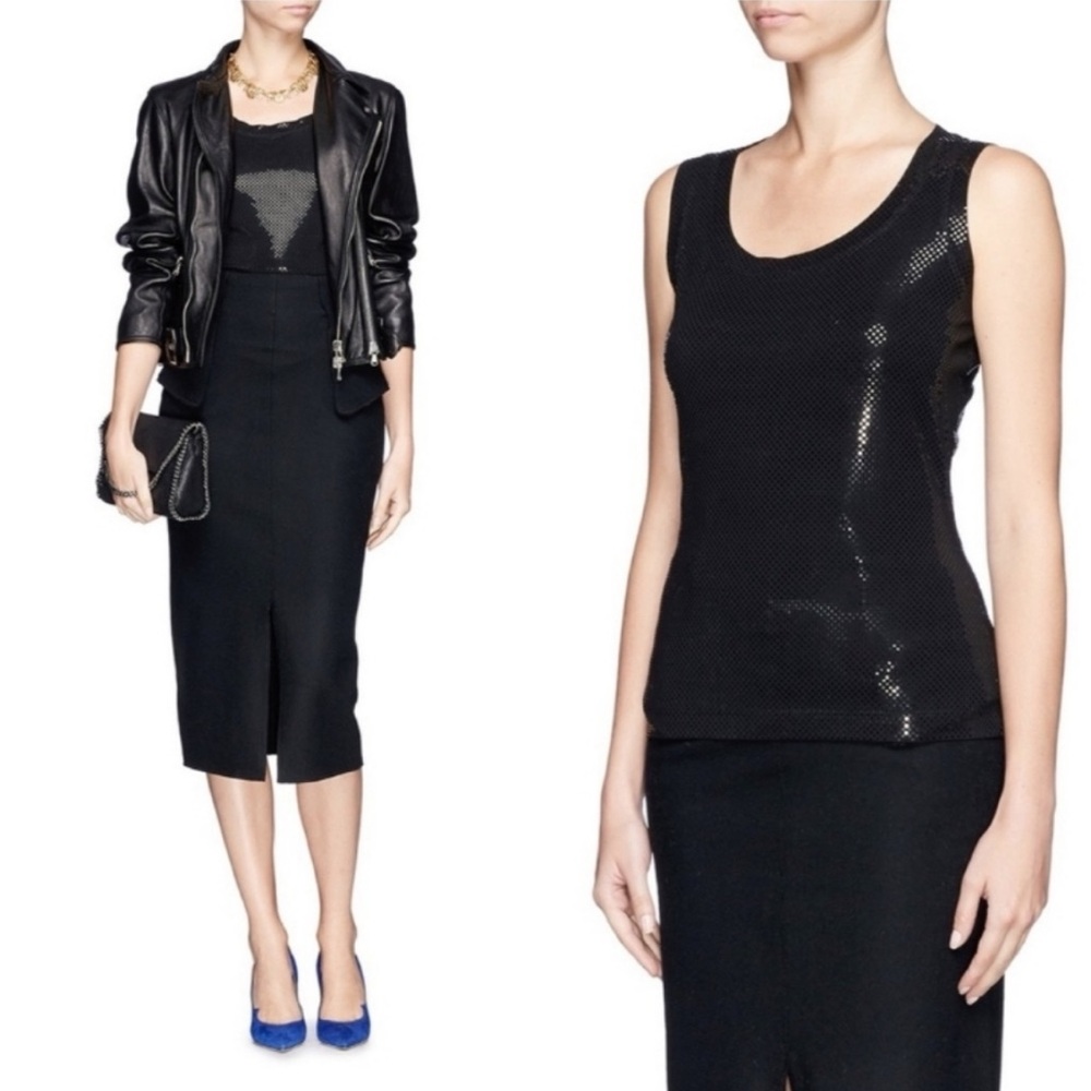 St. John Caviar Black Sequin Tank Size S
